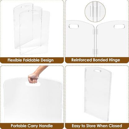 Modern Frame Clear Acrylic Freestanding Dog Gate - 32" Tall Folding 3-Panel Pet Barrier for Doorways, Stairs & Large Openings, Indoor Fence for Small to Large Dogs & Cats