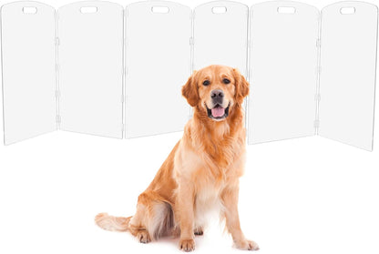 Modern Frame Clear Acrylic Freestanding Dog Gate - 32" Tall Folding 3-Panel Pet Barrier for Doorways, Stairs & Large Openings, Indoor Fence for Small to Large Dogs & Cats