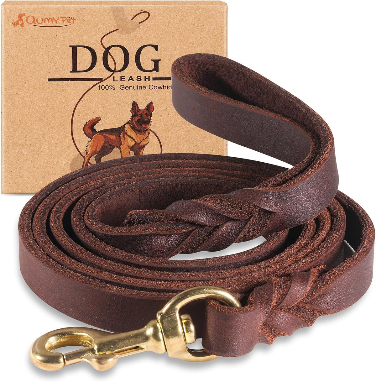 6ft Leather Dog Leash for Large Medium Dogs Heavy Duty Training Leash