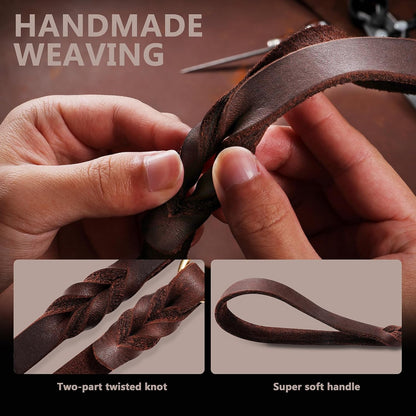 6ft Leather Dog Leash for Large Medium Dogs Heavy Duty Training Leash