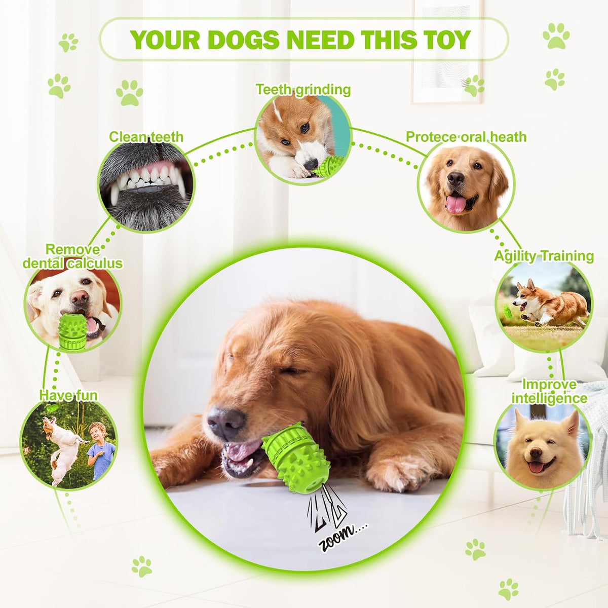 PIFFZEDO Natural Rubber Squeaky Dog Chew Toy for Large Aggressive Chewers