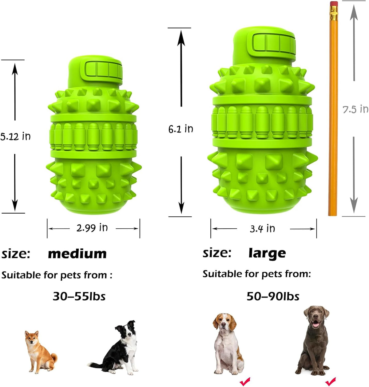 PIFFZEDO Natural Rubber Squeaky Dog Chew Toy for Large Aggressive Chewers