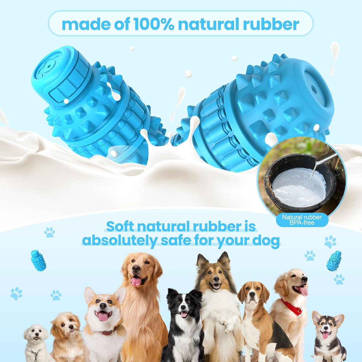 PIFFZEDO Natural Rubber Squeaky Dog Chew Toy for Large Aggressive Chewers