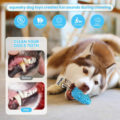 PIFFZEDO Natural Rubber Squeaky Dog Chew Toy for Large Aggressive Chewers