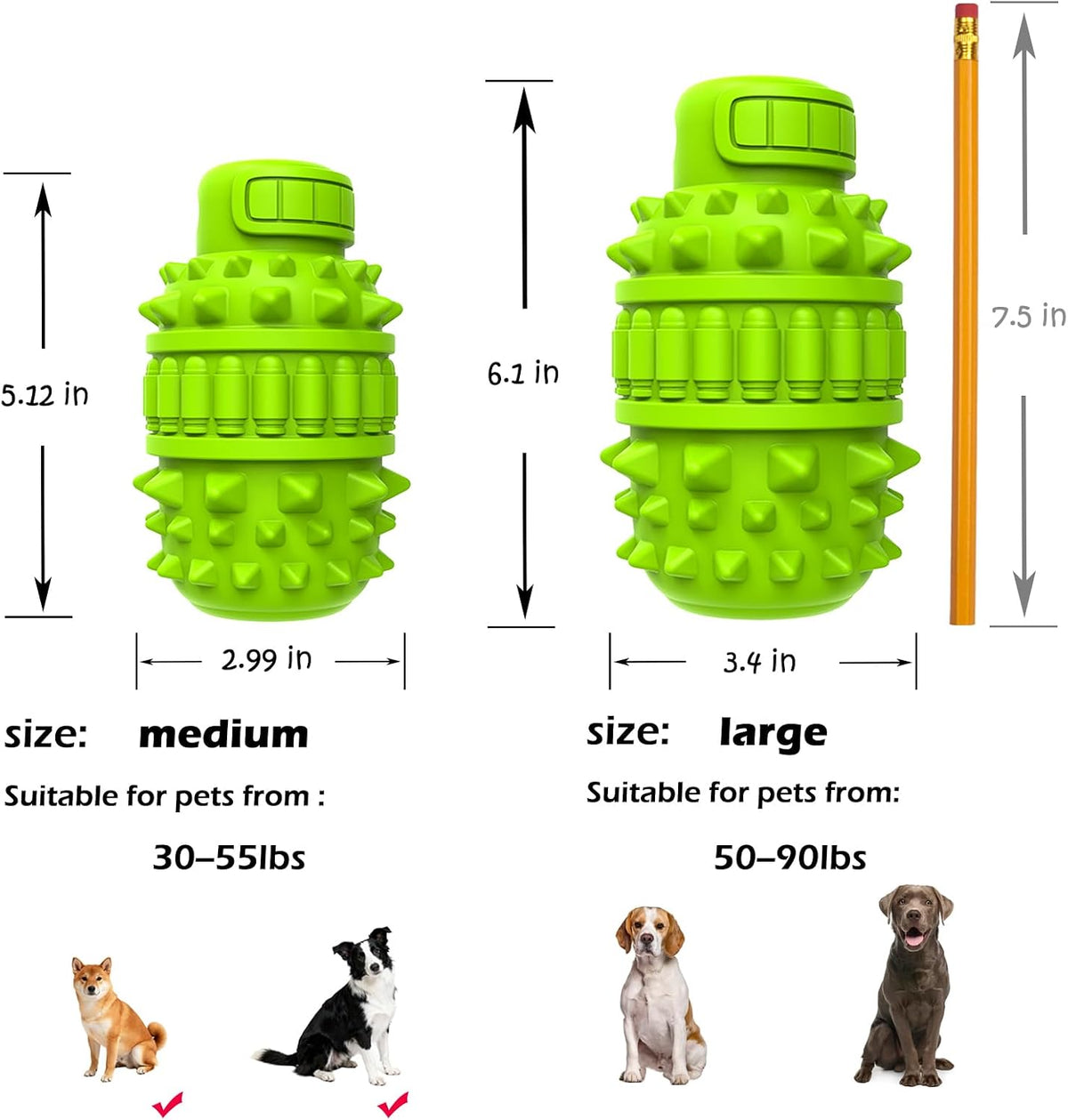 PIFFZEDO Natural Rubber Squeaky Dog Chew Toy for Large Aggressive Chewers