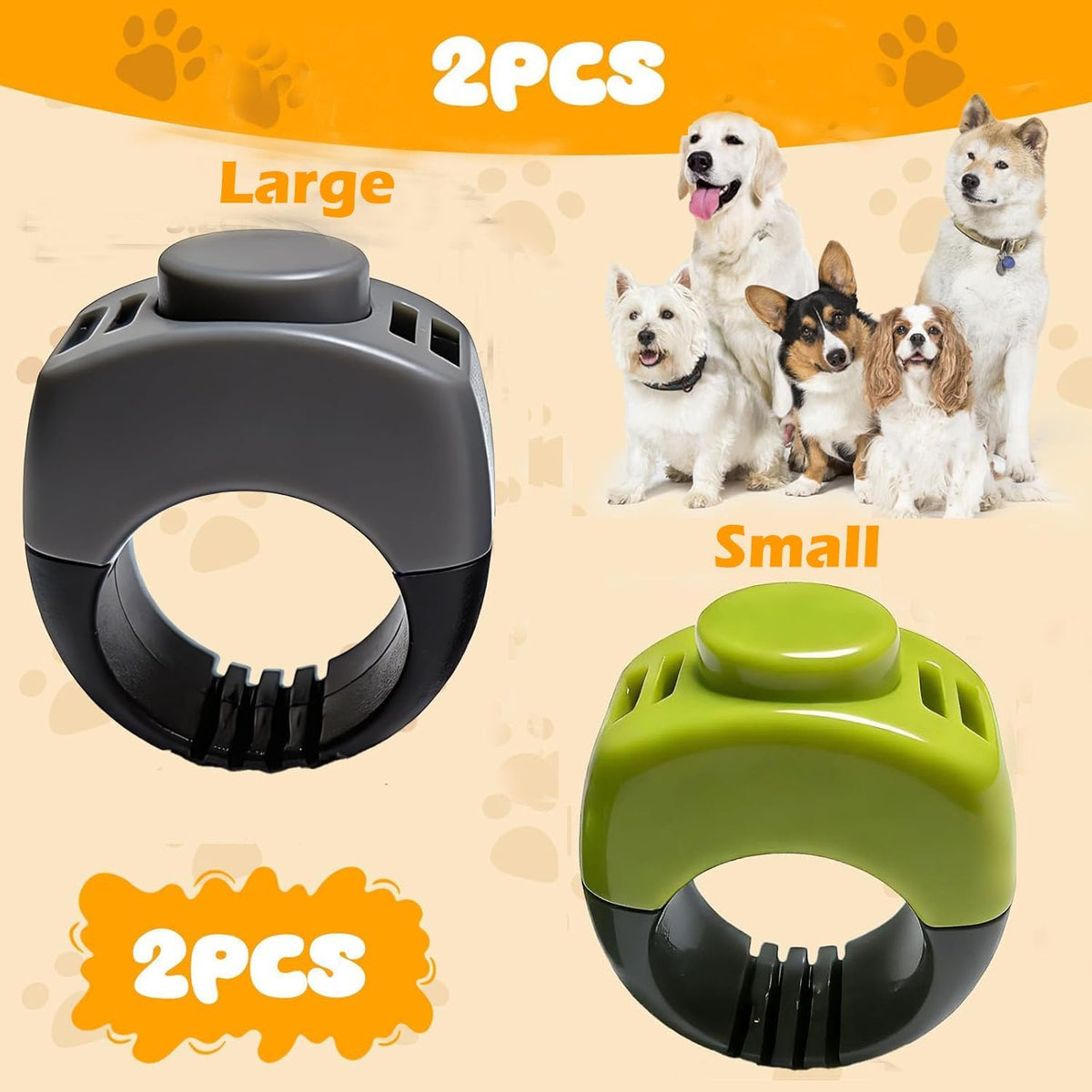 The Set of Easy Clicking Finger Ring Clicker Included Large and Small 2 Sizes,Dog clicker Trainer Suitable for Dogs Cats Horses traing Allowing Effective Versatile Training (Grey+Green)