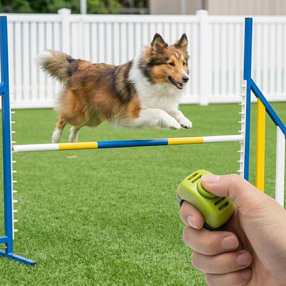 The Set of Easy Clicking Finger Ring Clicker Included Large and Small 2 Sizes,Dog clicker Trainer Suitable for Dogs Cats Horses traing Allowing Effective Versatile Training (Grey+Green)