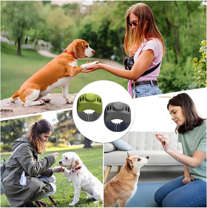The Set of Easy Clicking Finger Ring Clicker Included Large and Small 2 Sizes,Dog clicker Trainer Suitable for Dogs Cats Horses traing Allowing Effective Versatile Training (Grey+Green)