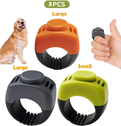 The Set of Easy Clicking Finger Ring Clicker Included Large and Small 2 Sizes,Dog clicker Trainer Suitable for Dogs Cats Horses traing Allowing Effective Versatile Training (Grey+Green)