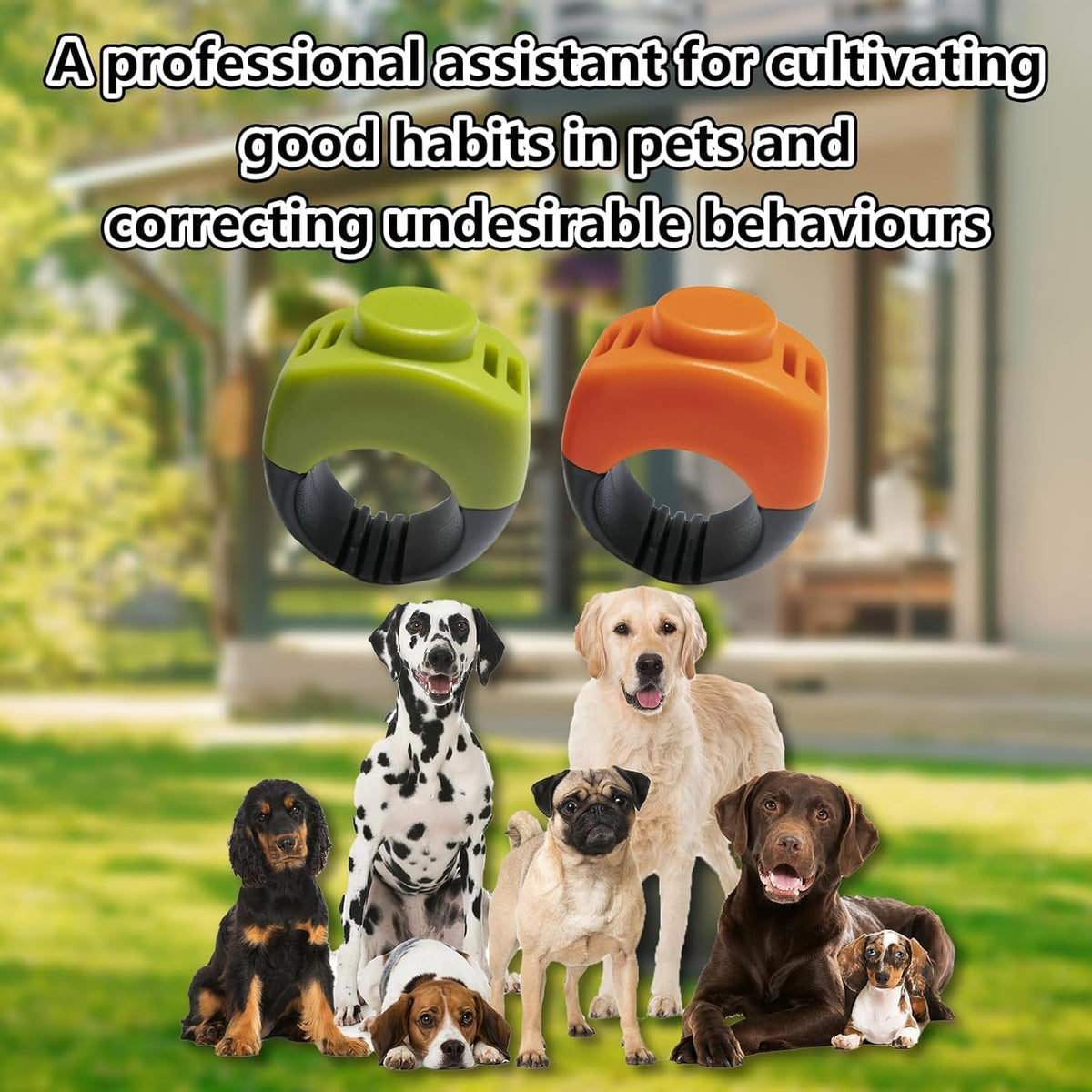 The Set of Easy Clicking Finger Ring Clicker Included Large and Small 2 Sizes,Dog clicker Trainer Suitable for Dogs Cats Horses traing Allowing Effective Versatile Training (Grey+Green)