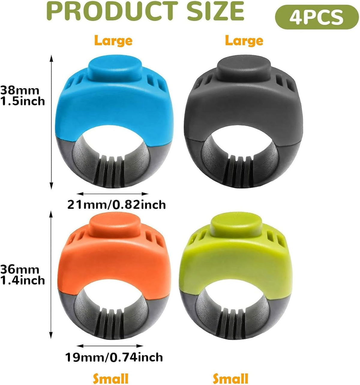 The Set of Easy Clicking Finger Ring Clicker Included Large and Small 2 Sizes,Dog clicker Trainer Suitable for Dogs Cats Horses traing Allowing Effective Versatile Training (Grey+Green)