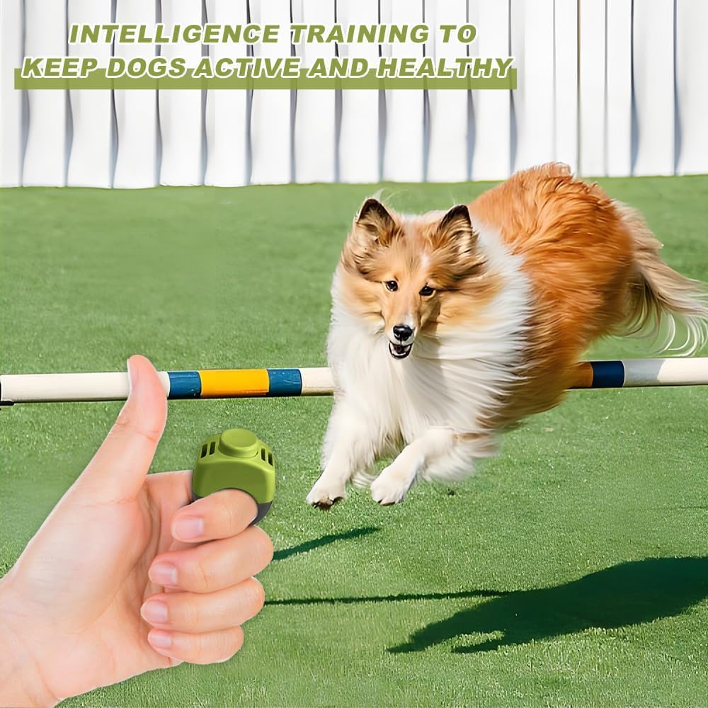 The Set of Easy Clicking Finger Ring Clicker Included Large and Small 2 Sizes,Dog clicker Trainer Suitable for Dogs Cats Horses traing Allowing Effective Versatile Training (Grey+Green)