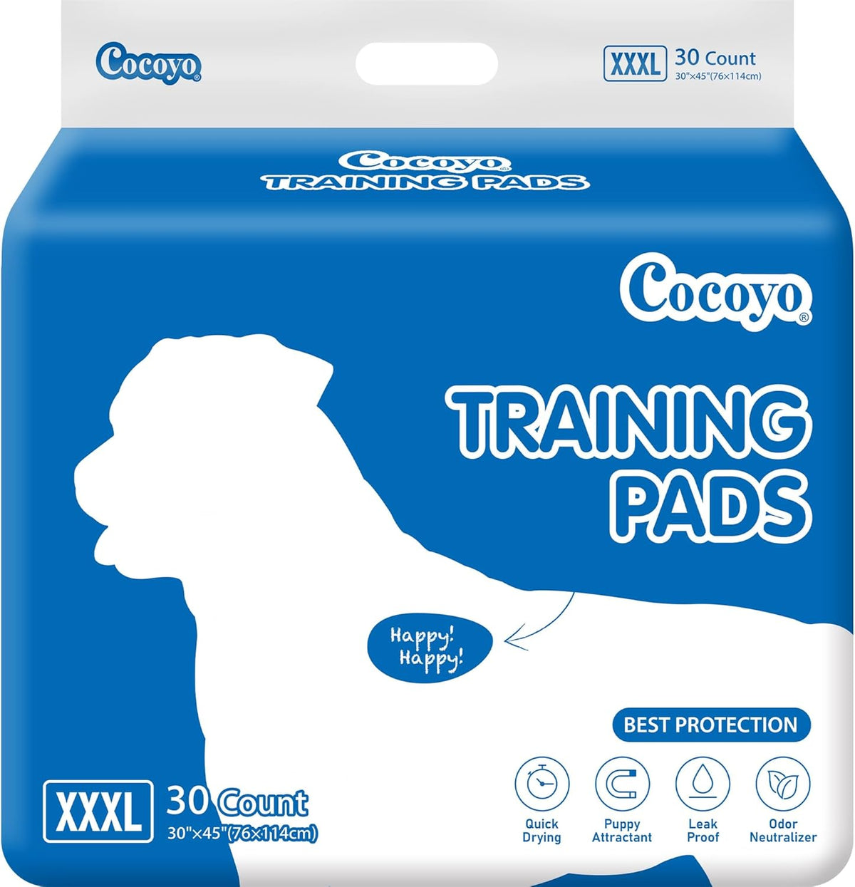 Best Value Dog Training Pads Giant Size | Dog Pee Pads XXXL Size | Super Absorbent Puppy Pads (30" x 45", 30 Count) (XXXL)