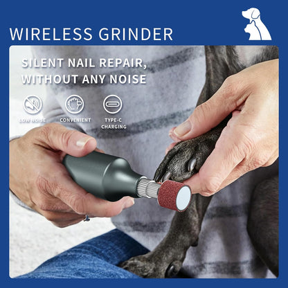Rechargeable Dog Nail Grinder, 9‑Speed Adjustable Ultra Quiet Electric Pet Nail Trimmer for Small Medium Large Dogs Cats, 1800mAh USB‑C Professional Pet Grooming Nail Grinder Kit