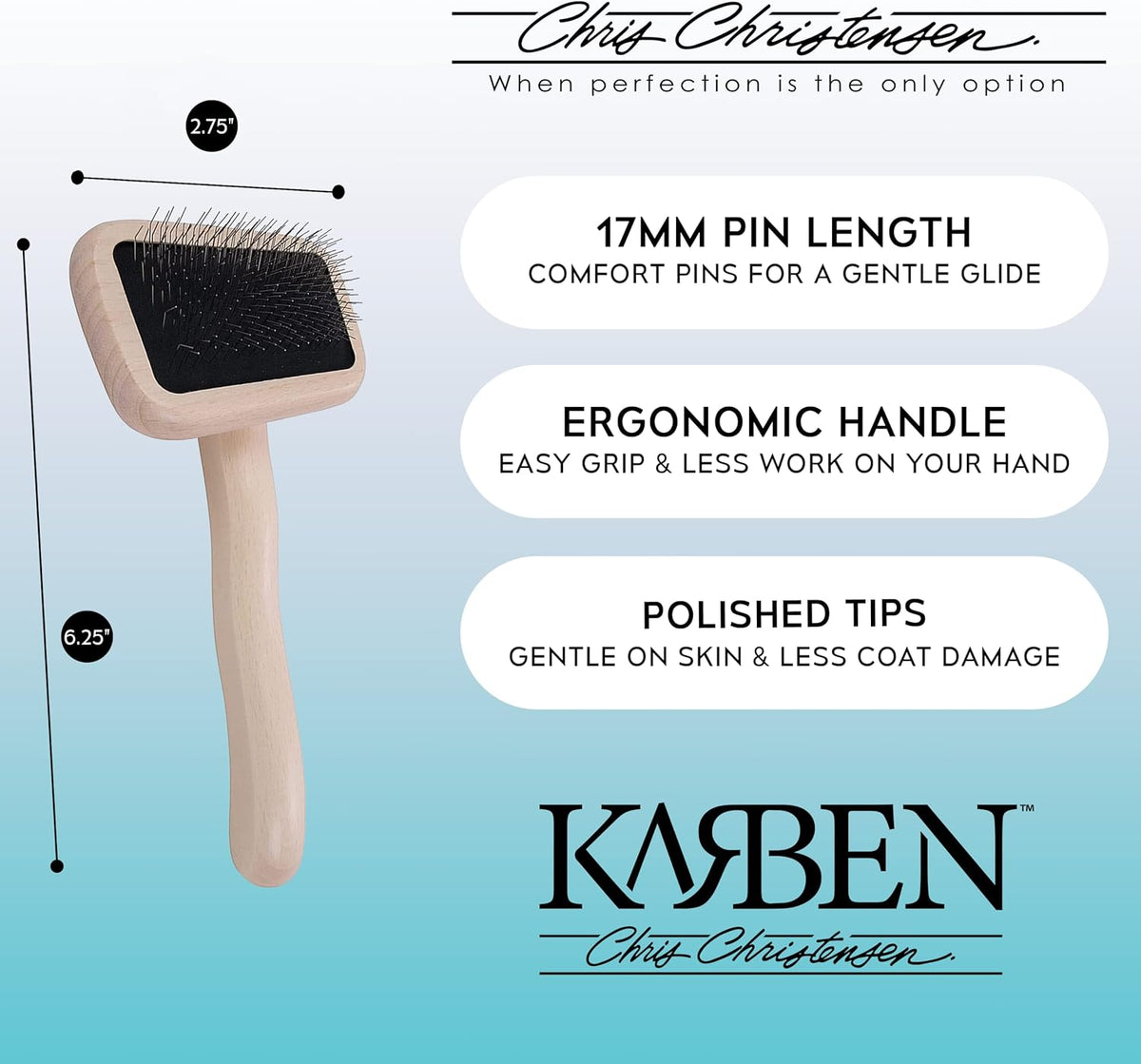 Slicker Brush for Dogs, Groom Like a Professional, Ideal For All Coat Types, Remove Shedding Coat, Tangles and Dead Undercoat, 17 mm Stainless Steel Pins, Medium