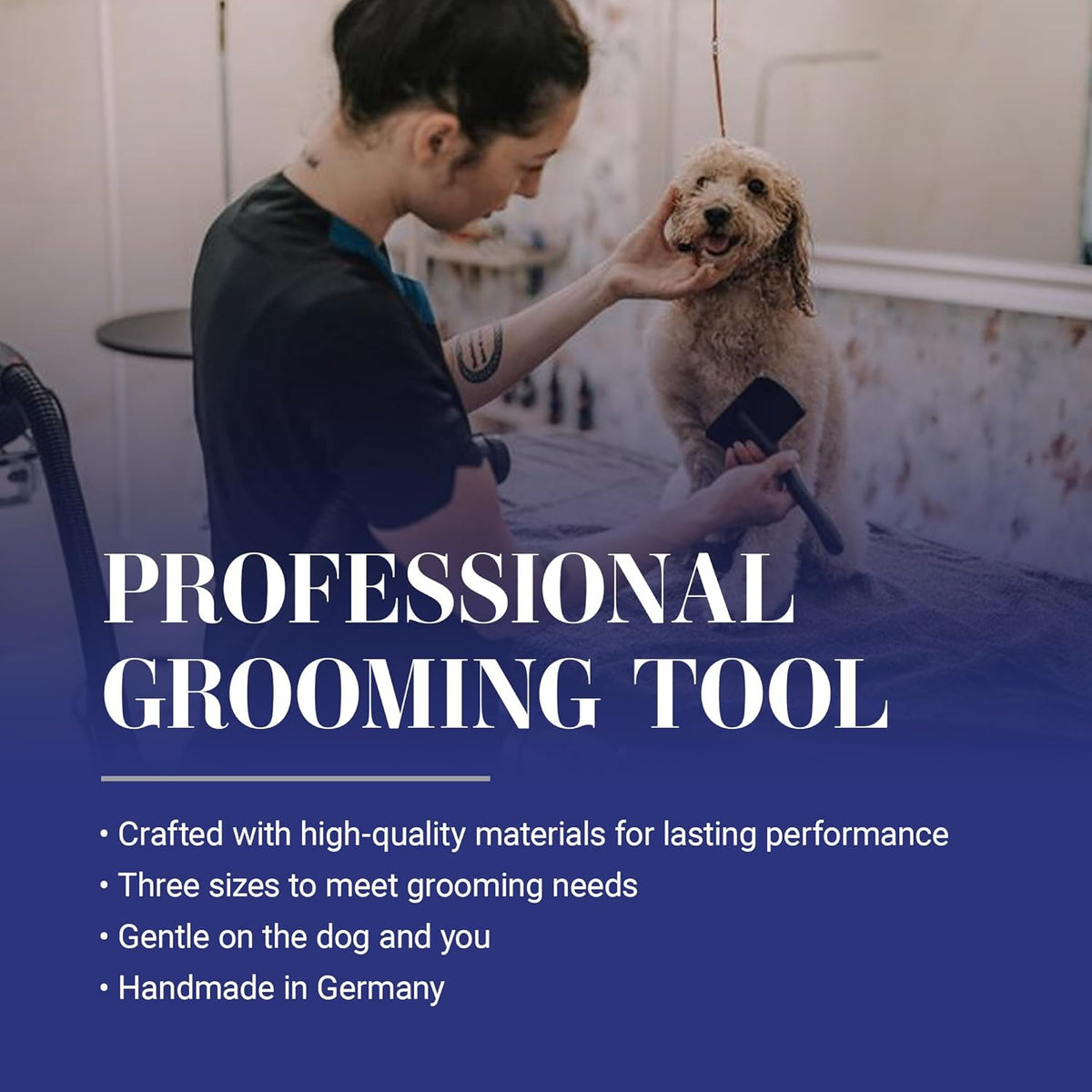 Slicker Brush for Dogs, Groom Like a Professional, Ideal For All Coat Types, Remove Shedding Coat, Tangles and Dead Undercoat, 17 mm Stainless Steel Pins, Medium