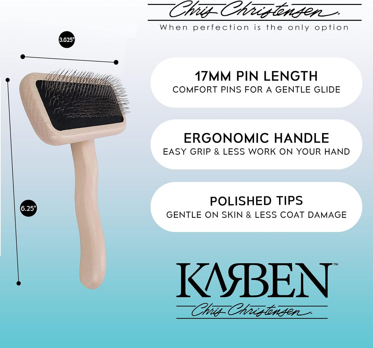 Slicker Brush for Dogs, Groom Like a Professional, Ideal For All Coat Types, Remove Shedding Coat, Tangles and Dead Undercoat, 17 mm Stainless Steel Pins, Medium