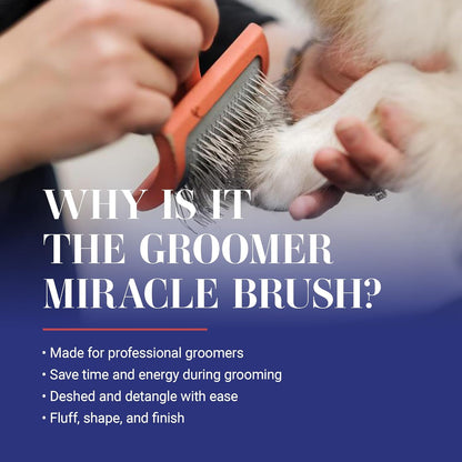 Slicker Brush for Dogs, Groom Like a Professional, Ideal For All Coat Types, Remove Shedding Coat, Tangles and Dead Undercoat, 17 mm Stainless Steel Pins, Medium
