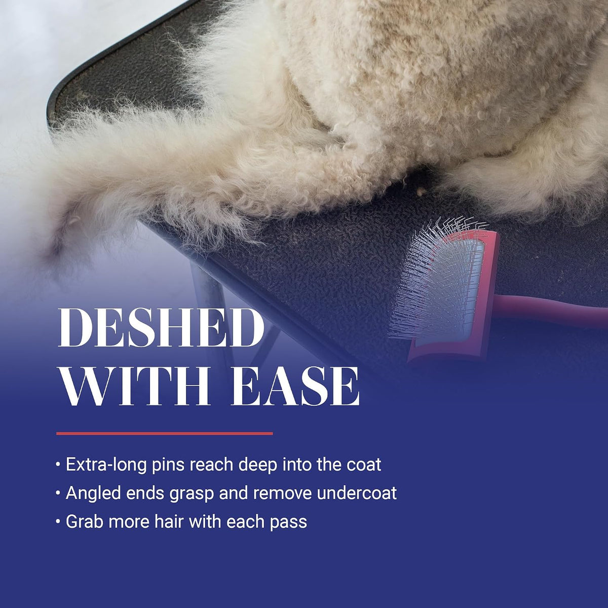 Slicker Brush for Dogs, Groom Like a Professional, Ideal For All Coat Types, Remove Shedding Coat, Tangles and Dead Undercoat, 17 mm Stainless Steel Pins, Medium