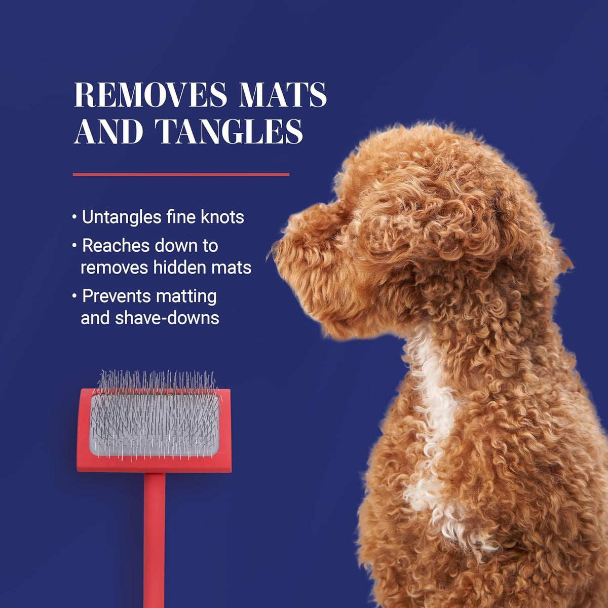 Slicker Brush for Dogs, Groom Like a Professional, Ideal For All Coat Types, Remove Shedding Coat, Tangles and Dead Undercoat, 17 mm Stainless Steel Pins, Medium