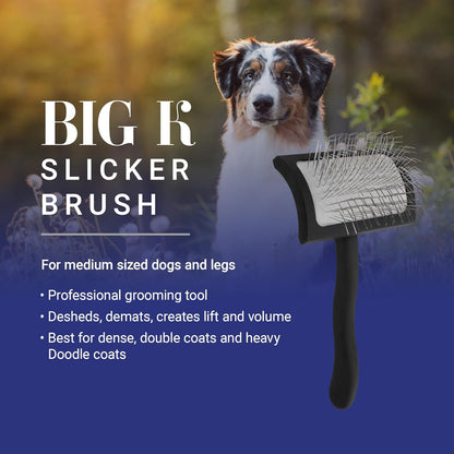 Slicker Brush for Dogs, Groom Like a Professional, Ideal For All Coat Types, Remove Shedding Coat, Tangles and Dead Undercoat, 17 mm Stainless Steel Pins, Medium
