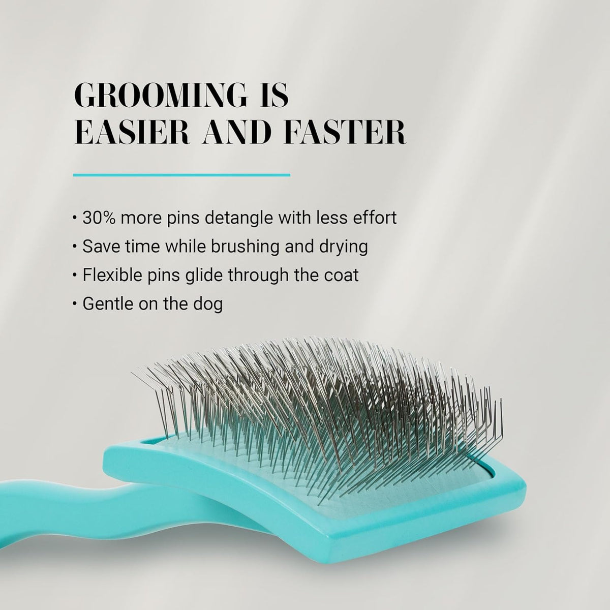 Slicker Brush for Dogs, Groom Like a Professional, Ideal For All Coat Types, Remove Shedding Coat, Tangles and Dead Undercoat, 17 mm Stainless Steel Pins, Medium