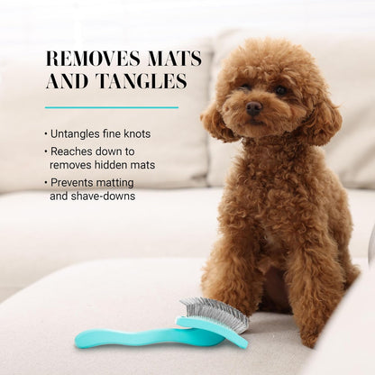 Slicker Brush for Dogs, Groom Like a Professional, Ideal For All Coat Types, Remove Shedding Coat, Tangles and Dead Undercoat, 17 mm Stainless Steel Pins, Medium