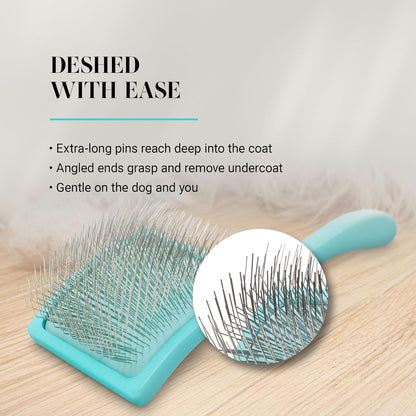 Slicker Brush for Dogs, Groom Like a Professional, Ideal For All Coat Types, Remove Shedding Coat, Tangles and Dead Undercoat, 17 mm Stainless Steel Pins, Medium