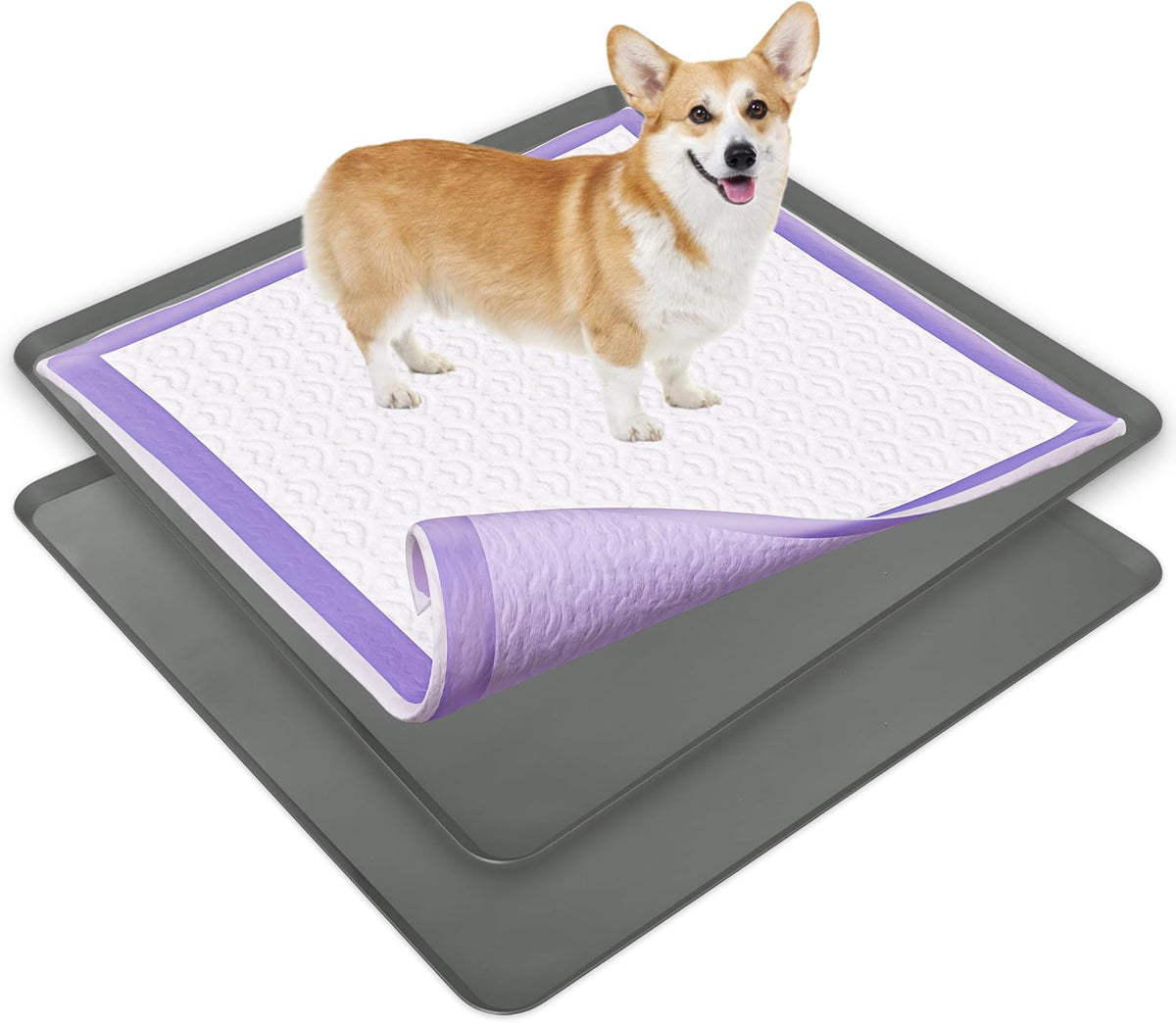 Dog Pee Pad Holder - Fits Up to 36” x 36” Pee Pad - - Grey