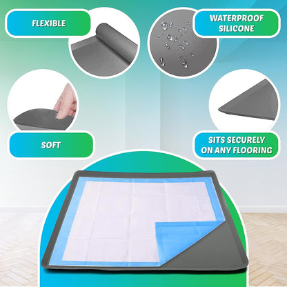 Dog Pee Pad Holder - Fits Up to 36” x 36” Pee Pad - - Grey