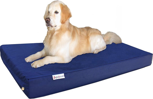 Orthopedic Dog Bed with Memory Foam for Medium Large Pet, Waterproof Liner, Washable Microsuede Gray Cover, 41X27X4 Inch (Fit 42X28 Crate)