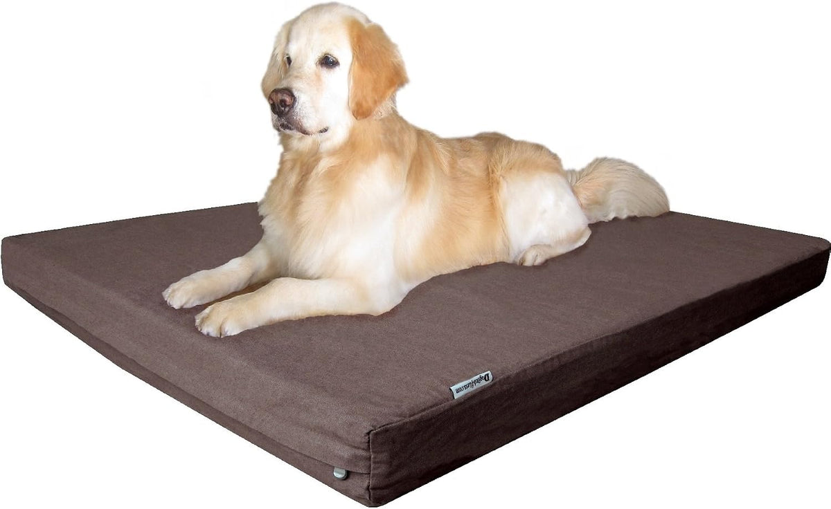 Orthopedic Dog Bed with Memory Foam for Medium Large Pet, Waterproof Liner, Washable Microsuede Gray Cover, 41X27X4 Inch (Fit 42X28 Crate)