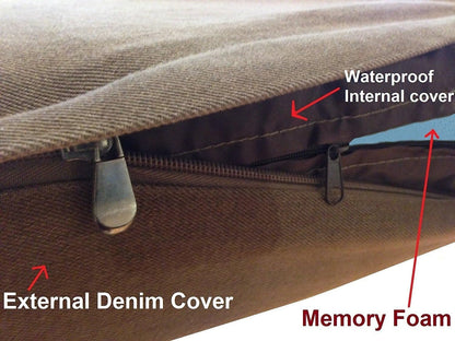 Orthopedic Dog Bed with Memory Foam for Medium Large Pet, Waterproof Liner, Washable Microsuede Gray Cover, 41X27X4 Inch (Fit 42X28 Crate)