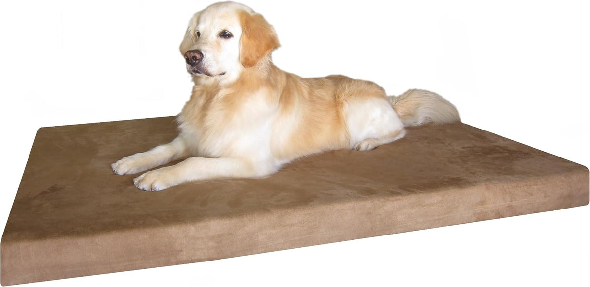 Orthopedic Dog Bed with Memory Foam for Medium Large Pet, Waterproof Liner, Washable Microsuede Gray Cover, 41X27X4 Inch (Fit 42X28 Crate)