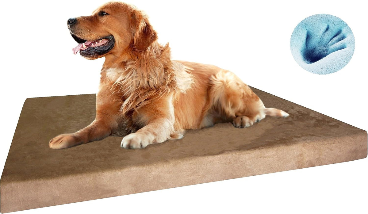 Orthopedic Dog Bed with Memory Foam for Medium Large Pet, Waterproof Liner, Washable Microsuede Gray Cover, 41X27X4 Inch (Fit 42X28 Crate)