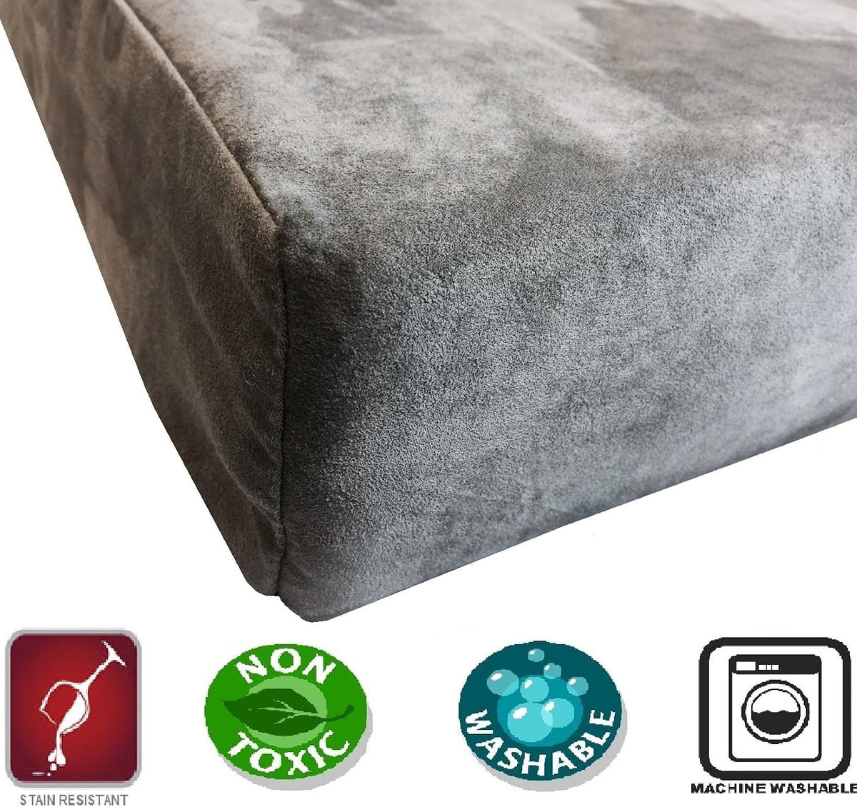 Orthopedic Dog Bed with Memory Foam for Medium Large Pet, Waterproof Liner, Washable Microsuede Gray Cover, 41X27X4 Inch (Fit 42X28 Crate)