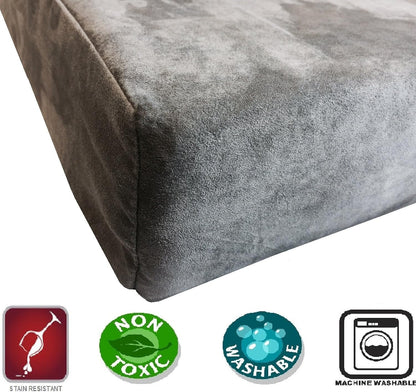 Orthopedic Dog Bed with Memory Foam for Medium Large Pet, Waterproof Liner, Washable Microsuede Gray Cover, 41X27X4 Inch (Fit 42X28 Crate)