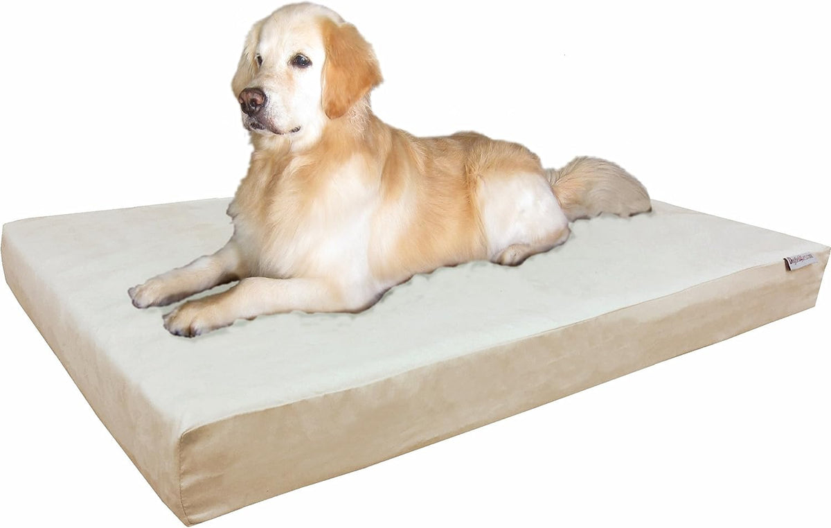 Orthopedic Dog Bed with Memory Foam for Medium Large Pet, Waterproof Liner, Washable Microsuede Gray Cover, 41X27X4 Inch (Fit 42X28 Crate)