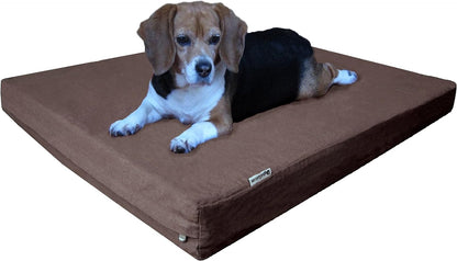 Orthopedic Dog Bed with Memory Foam for Medium Large Pet, Waterproof Liner, Washable Microsuede Gray Cover, 41X27X4 Inch (Fit 42X28 Crate)