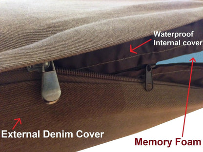Orthopedic Dog Bed with Memory Foam for Medium Large Pet, Waterproof Liner, Washable Microsuede Gray Cover, 41X27X4 Inch (Fit 42X28 Crate)