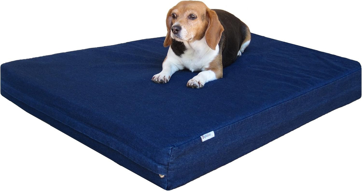 Orthopedic Dog Bed with Memory Foam for Medium Large Pet, Waterproof Liner, Washable Microsuede Gray Cover, 41X27X4 Inch (Fit 42X28 Crate)