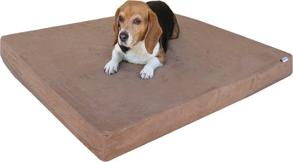 Orthopedic Dog Bed with Memory Foam for Medium Large Pet, Waterproof Liner, Washable Microsuede Gray Cover, 41X27X4 Inch (Fit 42X28 Crate)