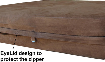 Orthopedic Dog Bed with Memory Foam for Medium Large Pet, Waterproof Liner, Washable Microsuede Gray Cover, 41X27X4 Inch (Fit 42X28 Crate)