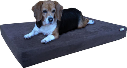 Orthopedic Dog Bed with Memory Foam for Medium Large Pet, Waterproof Liner, Washable Microsuede Gray Cover, 41X27X4 Inch (Fit 42X28 Crate)