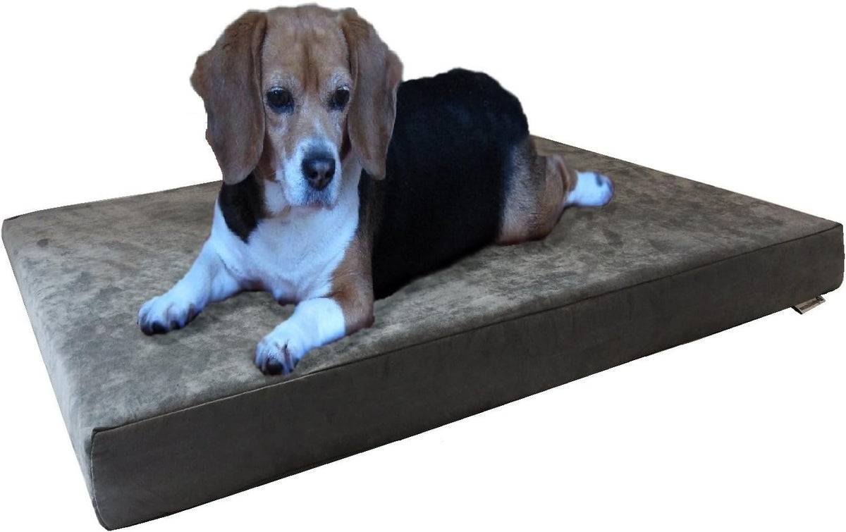 Orthopedic Dog Bed with Memory Foam for Medium Large Pet, Waterproof Liner, Washable Microsuede Gray Cover, 41X27X4 Inch (Fit 42X28 Crate)
