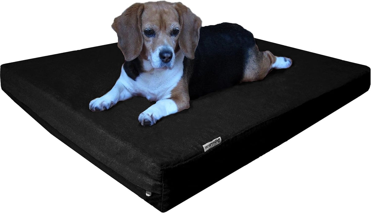Orthopedic Dog Bed with Memory Foam for Medium Large Pet, Waterproof Liner, Washable Microsuede Gray Cover, 41X27X4 Inch (Fit 42X28 Crate)