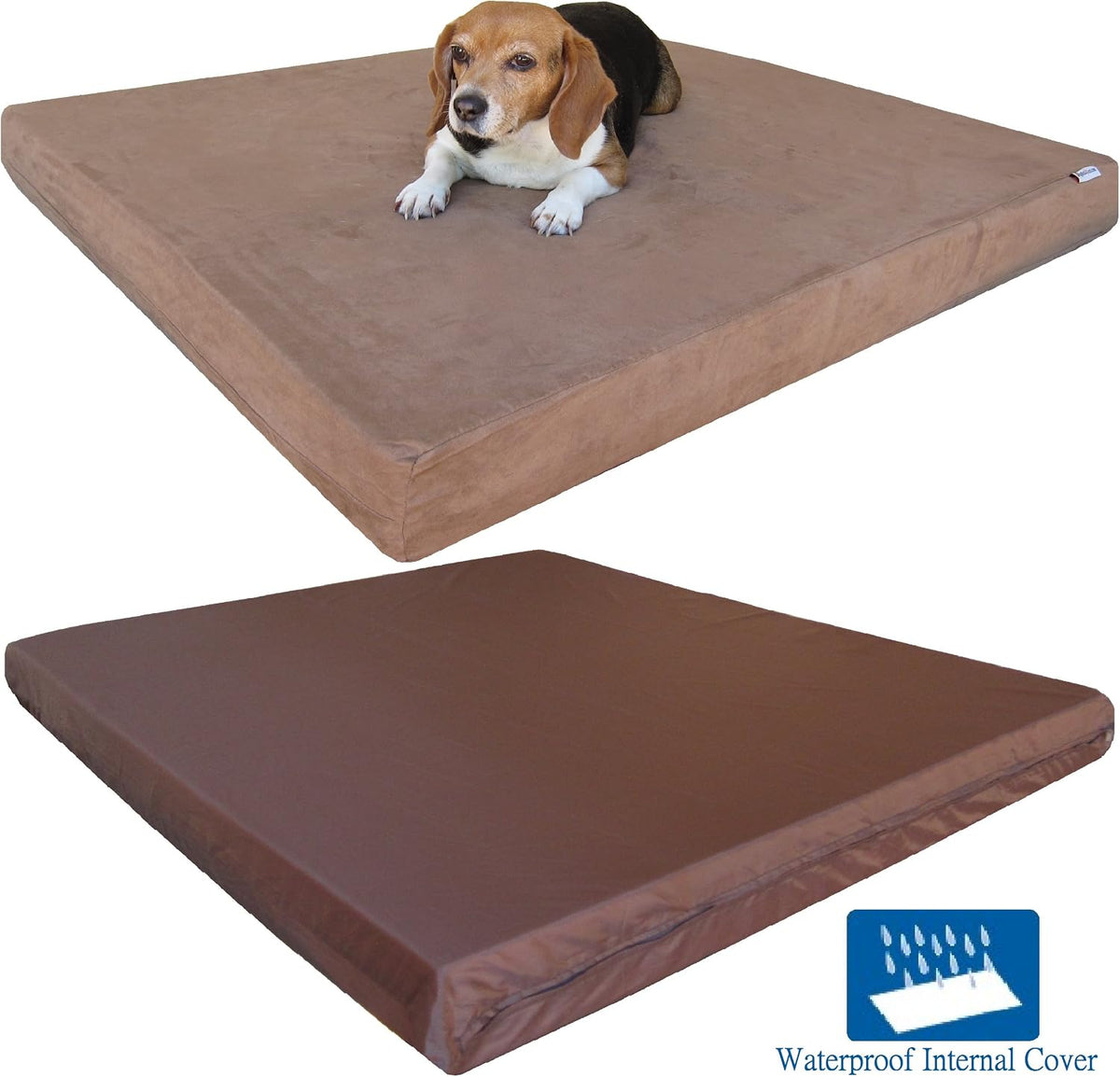 Orthopedic Dog Bed with Memory Foam for Medium Large Pet, Waterproof Liner, Washable Microsuede Gray Cover, 41X27X4 Inch (Fit 42X28 Crate)