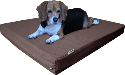 Orthopedic Dog Bed with Memory Foam for Medium Large Pet, Waterproof Liner, Washable Microsuede Gray Cover, 41X27X4 Inch (Fit 42X28 Crate)
