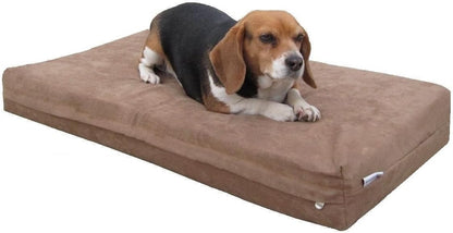 Orthopedic Dog Bed with Memory Foam for Medium Large Pet, Waterproof Liner, Washable Microsuede Gray Cover, 41X27X4 Inch (Fit 42X28 Crate)