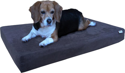 Orthopedic Dog Bed with Memory Foam for Medium Large Pet, Waterproof Liner, Washable Microsuede Gray Cover, 41X27X4 Inch (Fit 42X28 Crate)